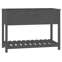 Sadilica s policom siva 111,5x54x81 cm od masivne borovine