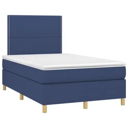 Vidaxl Box spring postelja z vzmetnico modra 120x190 cm blago