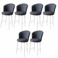 HANAH HOME Set 6 barskih stolica Alte Anthracite White