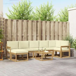 Set vanjskih sofa s jastukom 8 pcs Bijela i krem Poliester