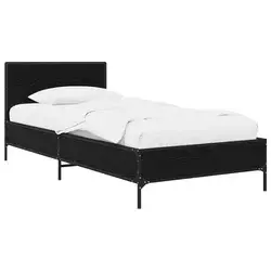 vidaXL Okvir postelje z naslonjalom Črni hrast 80 x 200 cm