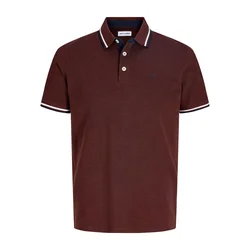 JACK & JONES Majica JJPaulos mornarska / temno rdeča / bela
