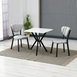 HANAH HOME Set Trpezarijski sto i 2 stolice Elma Grey White