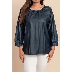 Bluza iz umetnega usnja, temno modra