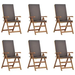 Vidaxl Vrtni Stol 6 szt. Rjava in siva 57 x 71.5 x 104 cm