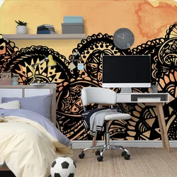 Tapeta Mandala oranžni akvarel - 343x231