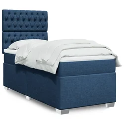 vidaXL Box spring postelja z vzmetnico modra 90x200 cm blago