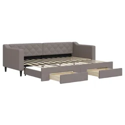 Vidaxl Izvlečna dnevna postelja s predali taupe 80x200 cm blago