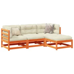 4-dijelni set vrtnih sofa s jastucima voštano smeđi od borovine