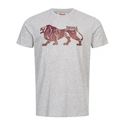 LONSDALE Majica Endmoor pegasto siva/vinsko rdeča