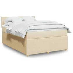 VIDAXL Box spring postelja z vzmetnico krem 140x190 cm blago