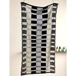 Viktorija Plažni peškir Black & Grey Grid, 97x180cm, Šareni