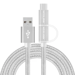 Kitajc Micro USB in USB-C kabel, 100 cm, DVA V ENEM, moški USB-A 2.0 na moški micro USB-A na moški USB-C, Voxlink