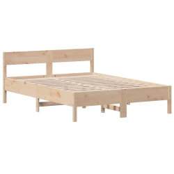 Vidaxl Posteljni okvir brez vzmetnice 135x190 cm trdna borovina