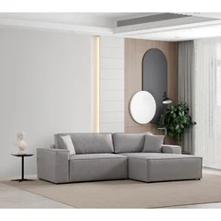 Atelier del Sofa Ugaona garnitura Pirlo 145x43x206cm Svetlosiva