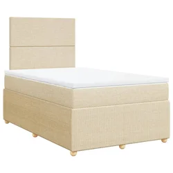 Vidaxl Box spring postelja z vzmetnico krem 120x190 cm blago