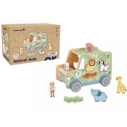 Tooky toys Igračka Drveni džip sa životinjama