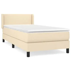 Vidaxl Box spring postelja z vzmetnico krem 100x200 cm blago