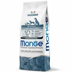 Monge Natural Superpremium Dog All Breeds Puppy And Junior Monoprotein Trout With Rice And Potatoes
