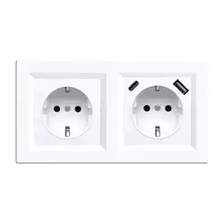 Nova ozemljena vtičnica 16A 250V USB z belim okvirjem