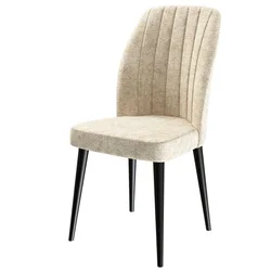 Hanah Home set trpezarijskih stolica Etra 8 kom, krem tkanina Jerry, crne drvene noge