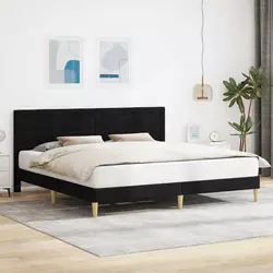 Krevetna konstrukcija s uzglavljem Crna 200 x 200 cm Tkanina