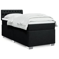 VIDAXL Box spring postelja z vzmetnico črna 80x200 cm blago