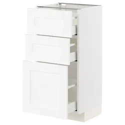 METOD / MAXIMERA Podni element s 3 fioke, bela Enköping/bela im. drveta, 40x37 cm