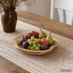 vidaXL Skleda za sadje JEPARA Teak rjava O 30 cm Trden tikov les