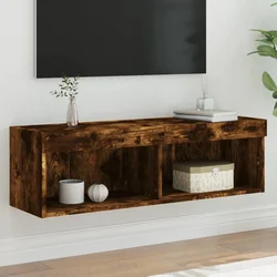 TV ormarić s LED svjetlima boja dimljenog hrasta 100x30x30 cm