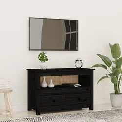 TV ormarić crni 79 x 35 x 52 cm od masivne borovine