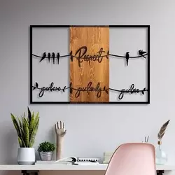 Wallity Zidna dekoracija Respect Your Home Your Family Your Love 1, 88 x 57 cm, Smeđa