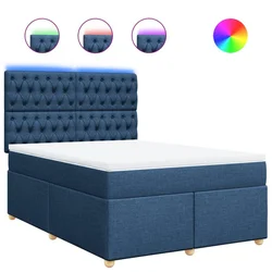 Vidaxl Box spring postelja z vzmetnico modra 160x200 cm blago