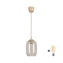 Brilagi - LED luster na sajli R GLASS 1xE27/60W/230V prečnik 14 cm bež/dimno siva
