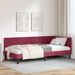 vidaXL Kotna postelja z vzglavjem vinsko rdeča 100 x 200 cm Žamet