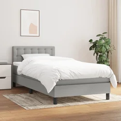 shumee Box spring postelja z vzmetnico svetlo siva 90x200 cm blago