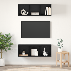 Set TV komoda Zidne 2 pcs Crni hrast 37 x 37 x 107 cm