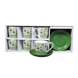 Set šoljica za kafu RXG-N25708B, Porcelan, 180ml, 6 komada, Zeleni