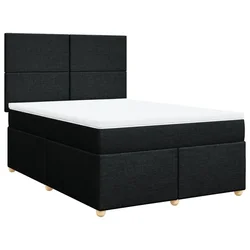 Vidaxl Box spring postelja z vzmetnico črna 160x200 cm blago