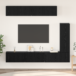 Set TV komoda Zidne 6 pcs Crni hrast Konstruirano drvo