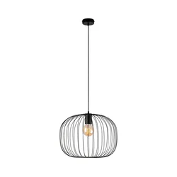Luster na sajli OVELLA 1xE27/15W/230V, prečnik 46 cm, crne boje
