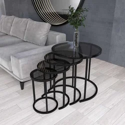 Hanah Home Milas 4 set stolića (umetnuti), crna/dimljena (4 kom)