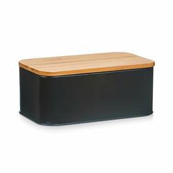 Zeller Kutija za kruh sa bambus poklopcem, crna mat, 31 x 18 x 12,5 cm
