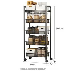 Yicainianhua Polica za odlaganje za kuhinju, 106x44x26.5 cm, 5 nivoa, Crna