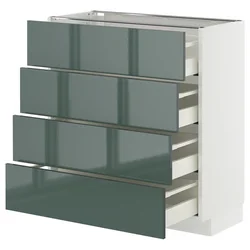 METOD / MAXIMERA Podni element 4 fronta/4 fioke, bela/Kallarp tamna sivozelena visokog sjaja, 80x37 cm