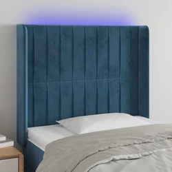 Vidaxl LED posteljno vzglavje temno modro 83x16x118/128 cm žamet