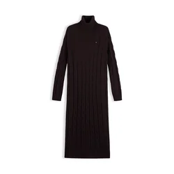 TOMMY HILFIGER Pletena obleka temno rjava