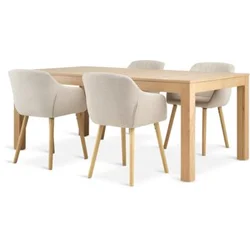 KORSKRO D200/326 sto natur hrast + 4 ADSLEV stolice bež