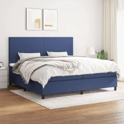 Vidaxl Box spring postelja z vzmetnico moder 200x200 cm blago