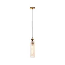 MAXLIGHT P0510 - Luster na sajli CAMPANILA 1xE27/40W/230V prečnik 10 cm mesing/bež